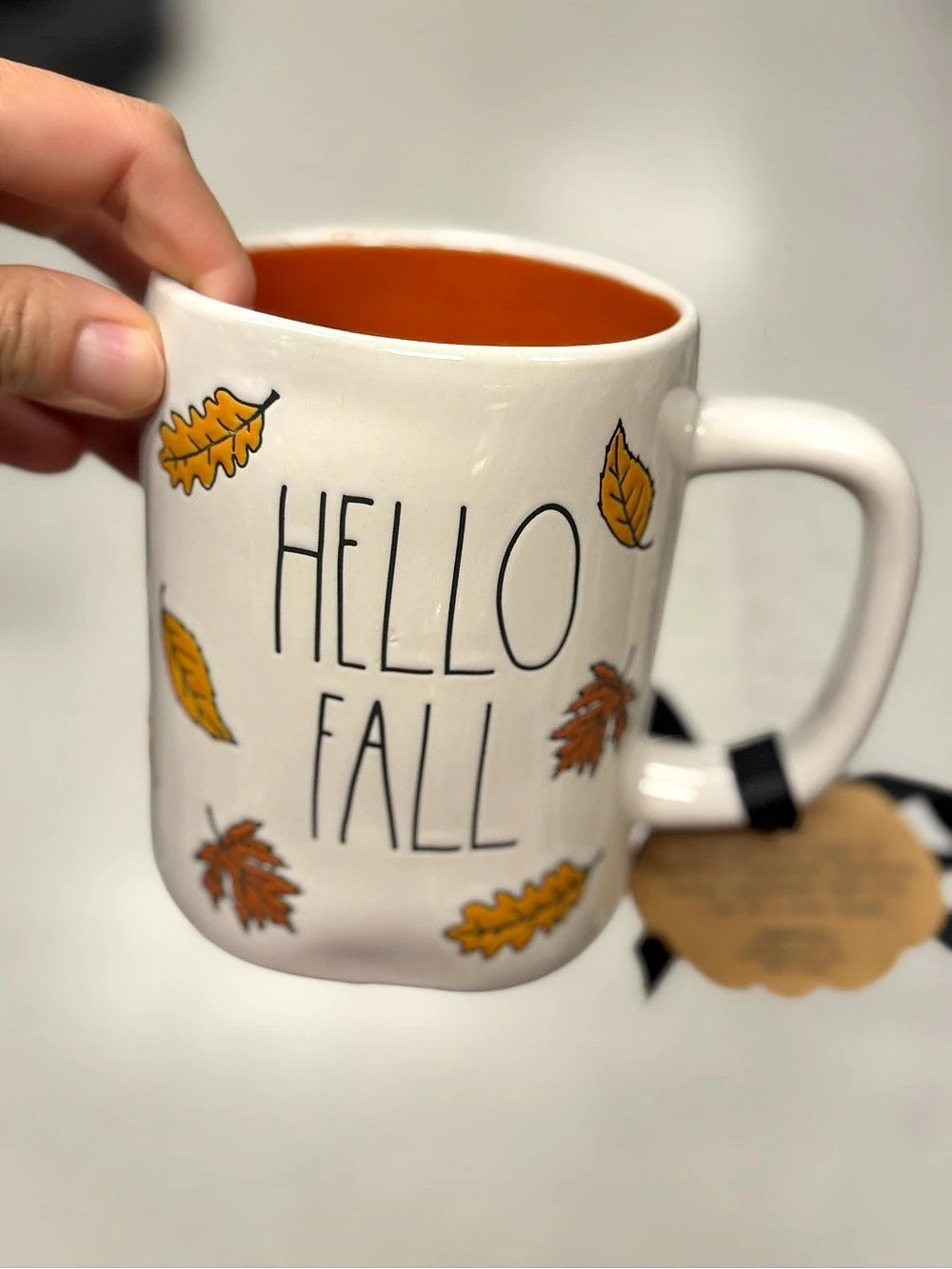 Hello Fall Leaf Print Mug NWT